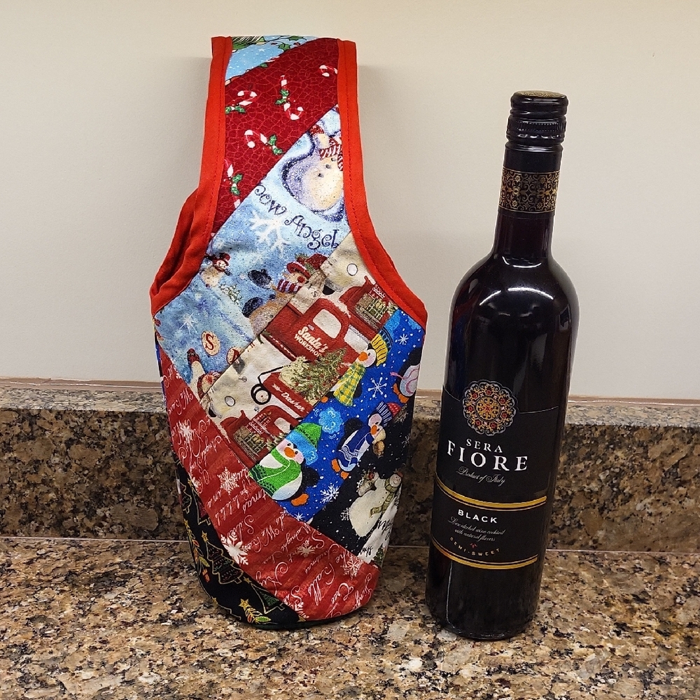 Quilted Patchwork Wine Bottle Holder